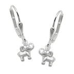 Leverback øreringe 21x7mm Lille elefant skinnende sølv 925