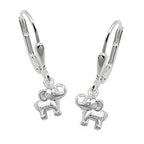 Leverback øreringe 21x7mm Lille elefant skinnende sølv 925