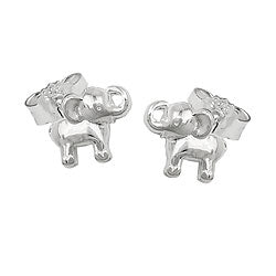 Ørestikker 6x7mm Lille elefant skinnende sølv 925