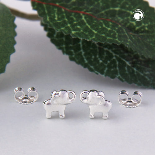 Ørestikker 6x7mm Lille elefant skinnende sølv 925
