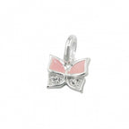 Pendel 7x8mm Butterfly Pink Lakeret med Cubic Zirconia Sølv 925