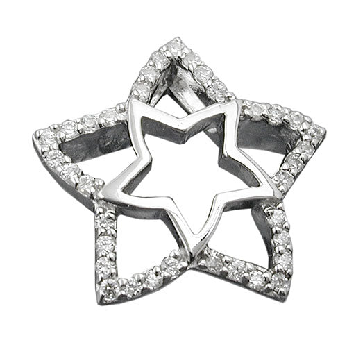 Pendlerstjerne 17 mm med zirkonier skinnende rhodiumbelagt sølv 925