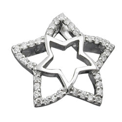 Pendlerstjerne 17 mm med zirkonier skinnende rhodiumbelagt sølv 925