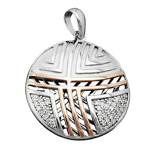 Vedhæng 24 mm med zirkonia bicolor rhodiumbelagt sølv 925