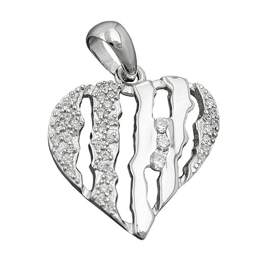 Vedhæng 19x19mm hjerte med zirkonias rhodiumbelagt sølv 925