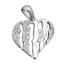Vedhæng 19x19mm hjerte med zirkonias rhodiumbelagt sølv 925