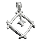 Vedhæng 21x21mm kvadratisk zirkonia Skinnende rhodiumbelagt sølv 925