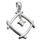 Vedhæng 21x21mm kvadratisk zirkonia Skinnende rhodiumbelagt sølv 925