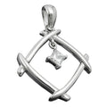 Vedhæng 21x21mm kvadratisk zirkonia Skinnende rhodiumbelagt sølv 925