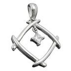 Vedhæng 21x21mm kvadratisk zirkonia Skinnende rhodiumbelagt sølv 925