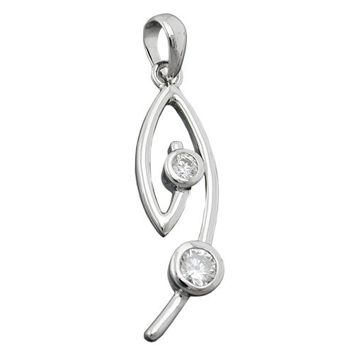 Vedhæng 28x9mm kubiske zirkoniaer Hvid rhodium belagt sølv 925