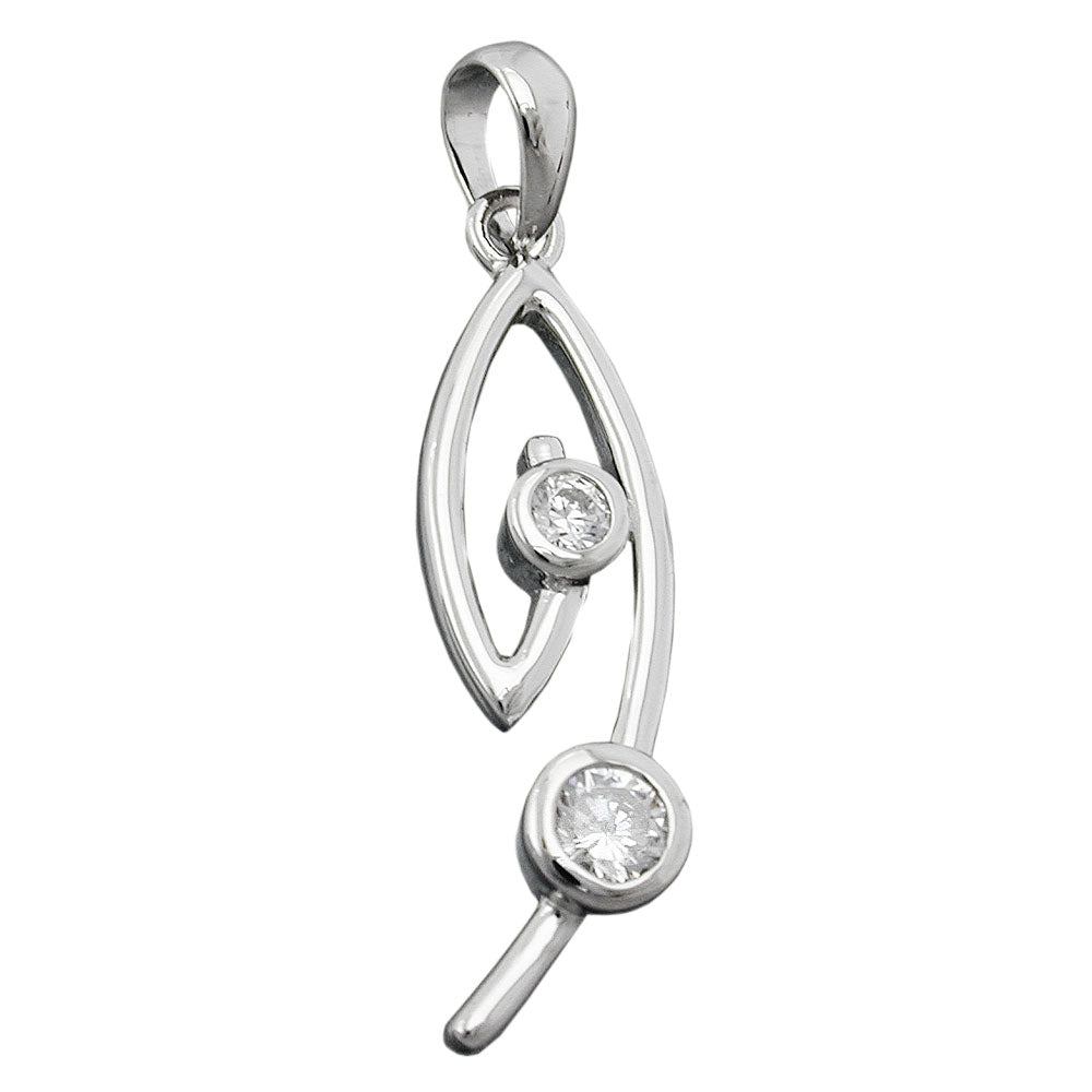 Vedhæng 28x9mm kubiske zirkoniaer Hvid rhodium belagt sølv 925