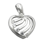 Vedhæng 15x16mm hjerte med zirkoniaer Rhodium-belagt skinnende sølv 925