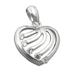 Vedhæng 15x16mm hjerte med zirkoniaer Rhodium-belagt skinnende sølv 925