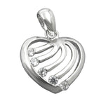 Vedhæng 15x16mm hjerte med zirkoniaer Rhodium-belagt skinnende sølv 925