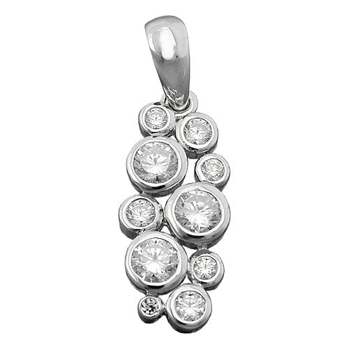 Vedhæng 18x8mm drue med zirkoniaer Skinnende Rhodiumbelagt sølv 925