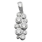 Vedhæng 18x8mm drue med zirkoniaer Skinnende Rhodiumbelagt sølv 925