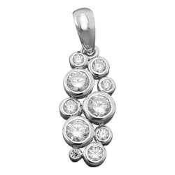 Vedhæng 18x8mm drue med zirkoniaer Skinnende Rhodiumbelagt sølv 925