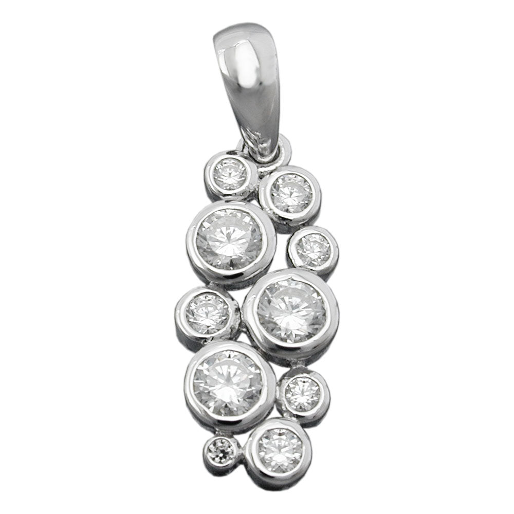 Vedhæng 18x8mm drue med zirkoniaer Skinnende Rhodiumbelagt sølv 925