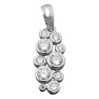 Vedhæng 18x8mm drue med zirkoniaer Skinnende Rhodiumbelagt sølv 925