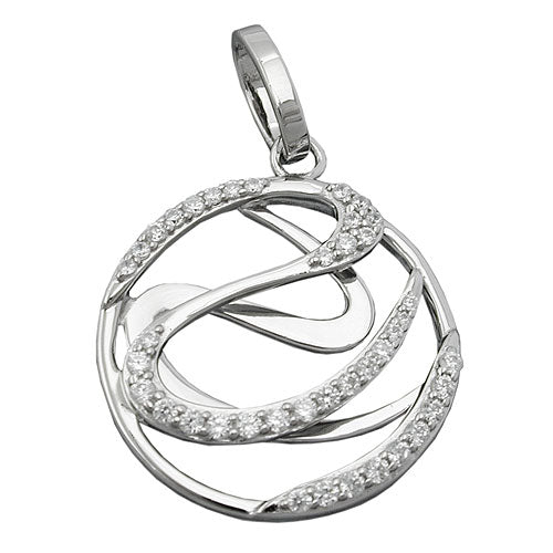 Pendler 23mm med zirkoniaer Skinnende Rhodiumbelagt sølv 925