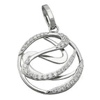 Pendler 23mm med zirkoniaer Skinnende Rhodiumbelagt sølv 925