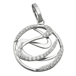 Pendler 23mm med zirkoniaer Skinnende Rhodiumbelagt sølv 925