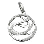 Pendler 23mm med zirkoniaer Skinnende Rhodiumbelagt sølv 925