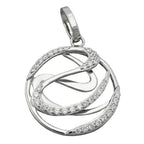 Pendler 23mm med zirkoniaer Skinnende Rhodiumbelagt sølv 925