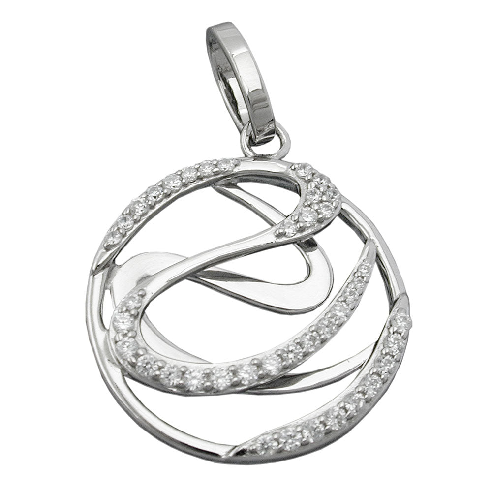 Pendler 23mm med zirkoniaer Skinnende Rhodiumbelagt sølv 925