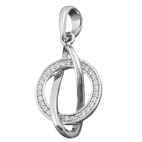 Vedhæng 23x16mm med zirkoniaer skinnende rhodiumbelagt sølv 925