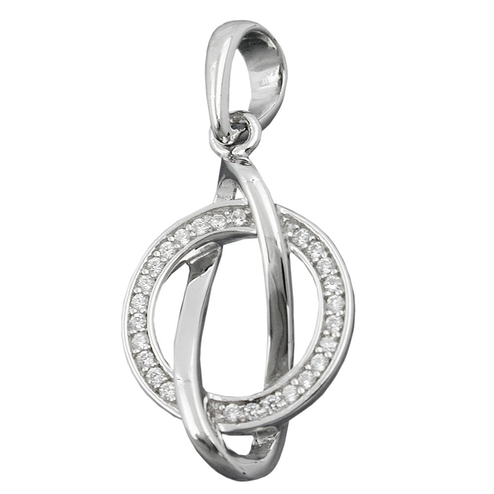 Vedhæng 23x16mm med zirkoniaer skinnende rhodiumbelagt sølv 925