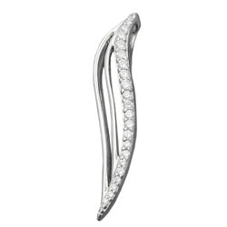 Vedhæng 32x6mm med zirkoniaer Skinnende Rhodiumbelagt Sølv 925