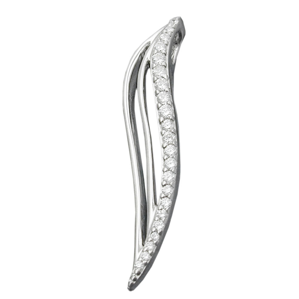 Vedhæng 32x6mm med zirkoniaer Skinnende Rhodiumbelagt Sølv 925
