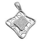 Vedhæng 23x23mm firkantet zirkonia Skinnende rhodiumbelagt sølv 925