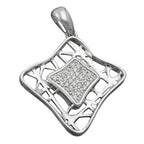Vedhæng 23x23mm firkantet zirkonia Skinnende rhodiumbelagt sølv 925