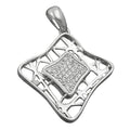 Vedhæng 23x23mm firkantet zirkonia Skinnende rhodiumbelagt sølv 925
