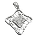 Vedhæng 23x23mm firkantet zirkonia Skinnende rhodiumbelagt sølv 925