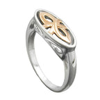 Ring 7 mm bicolor, rød guldbelagt skinnende rhodiumbelagt sølv 925 ring størrelse 58