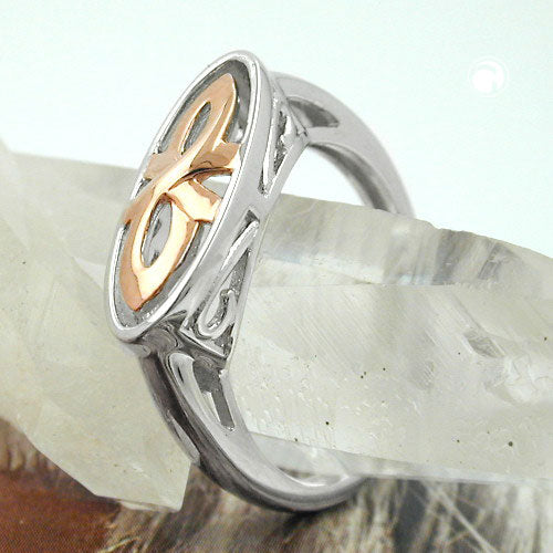 Ring 7 mm bicolor, rød guldbelagt skinnende rhodiumbelagt sølv 925 ring størrelse 62