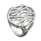 Ring 20 mm med mange zirkonier skinnende rhodiumbelagt sølv 925