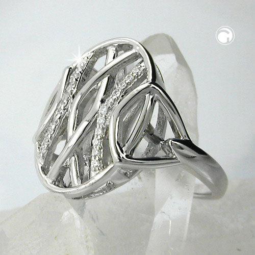 Ring 20 mm med mange zirkonier skinnende rhodiumbelagt sølv 925
