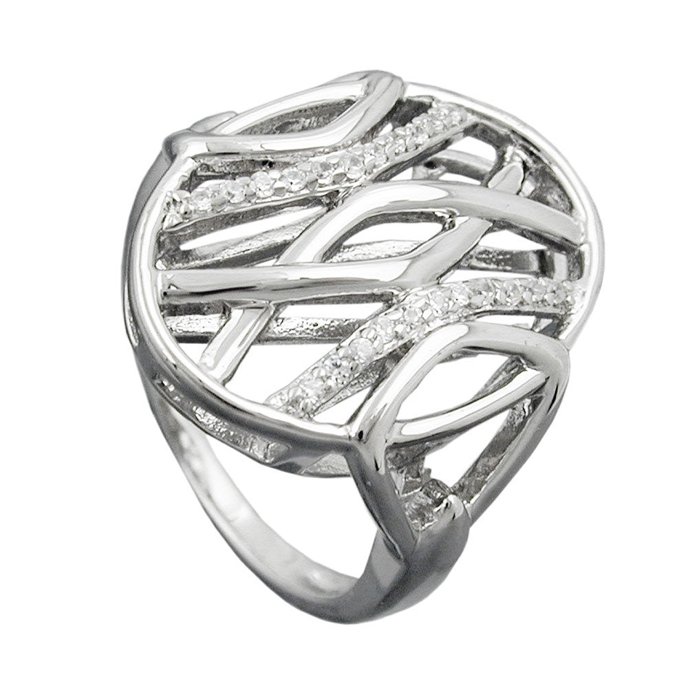 Ring 20 mm med mange zirkonier skinnende rhodiumbelagt sølv 925