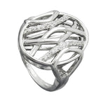 Ring 20 mm med mange zirkonier skinnende rhodiumbelagt sølv 925