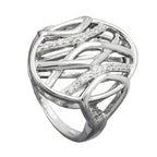Ring 20 mm med mange zirkonier skinnende rhodiumbelagt sølv 925