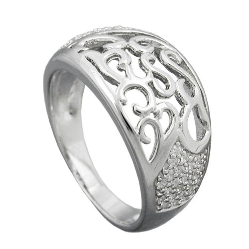 Ring 10 mm med zirkoniaer skinnende rhodiumbelagt sølv 925
