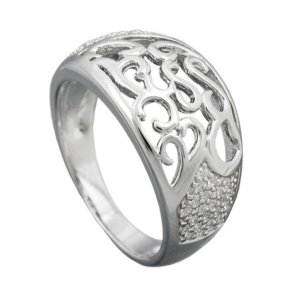 Ring 10 mm med zirkoniaer skinnende rhodiumbelagt sølv 925