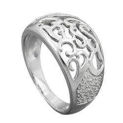 Ring 10 mm med zirkoniaer skinnende rhodiumbelagt sølv 925