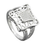 Ring 16mm med mange zirkonier skinnende rhodiumbelagt sølv 925