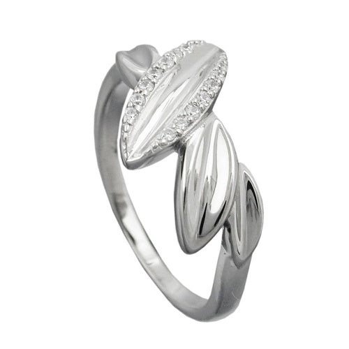 Ring 11mm med zirkonier skinnende rhodiumbelagt sølv 925
